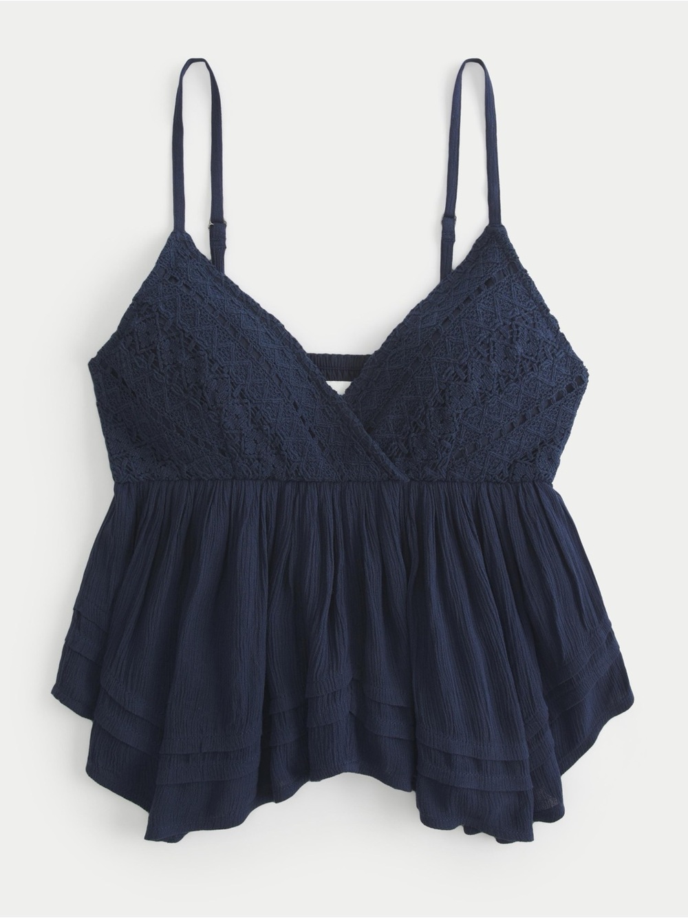 Hollister Navy Lace-Trim Babydoll Tank XL